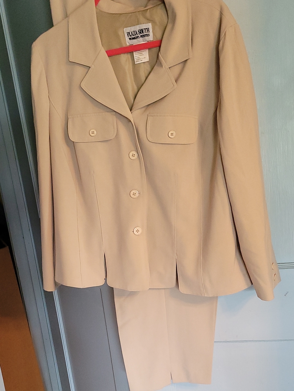 Plaza South Women's Cream Two-Piece Suit Jacket and Skirt